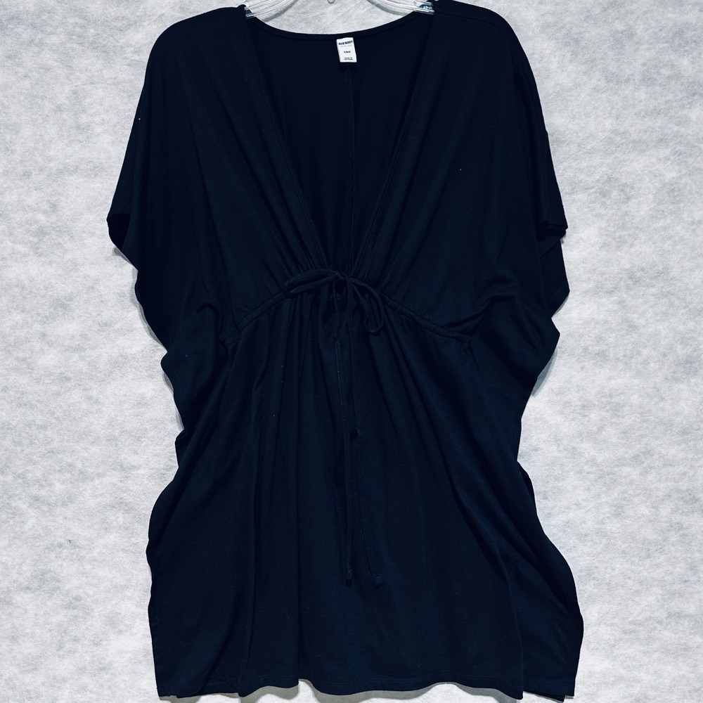 Old Navy Black Swim Cover Up Dress Women's Size L Tie Waist Lightweight